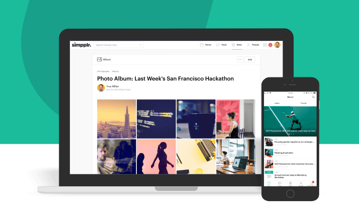 Rapid intranet deployments - Simpplr intranet photo album from San Francisco Hackathon