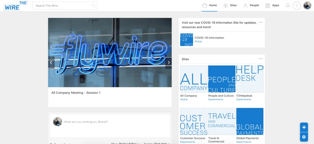 Work from Home Diary: How Flywire is keeping Employees Engaged using Simpplr - Homepage