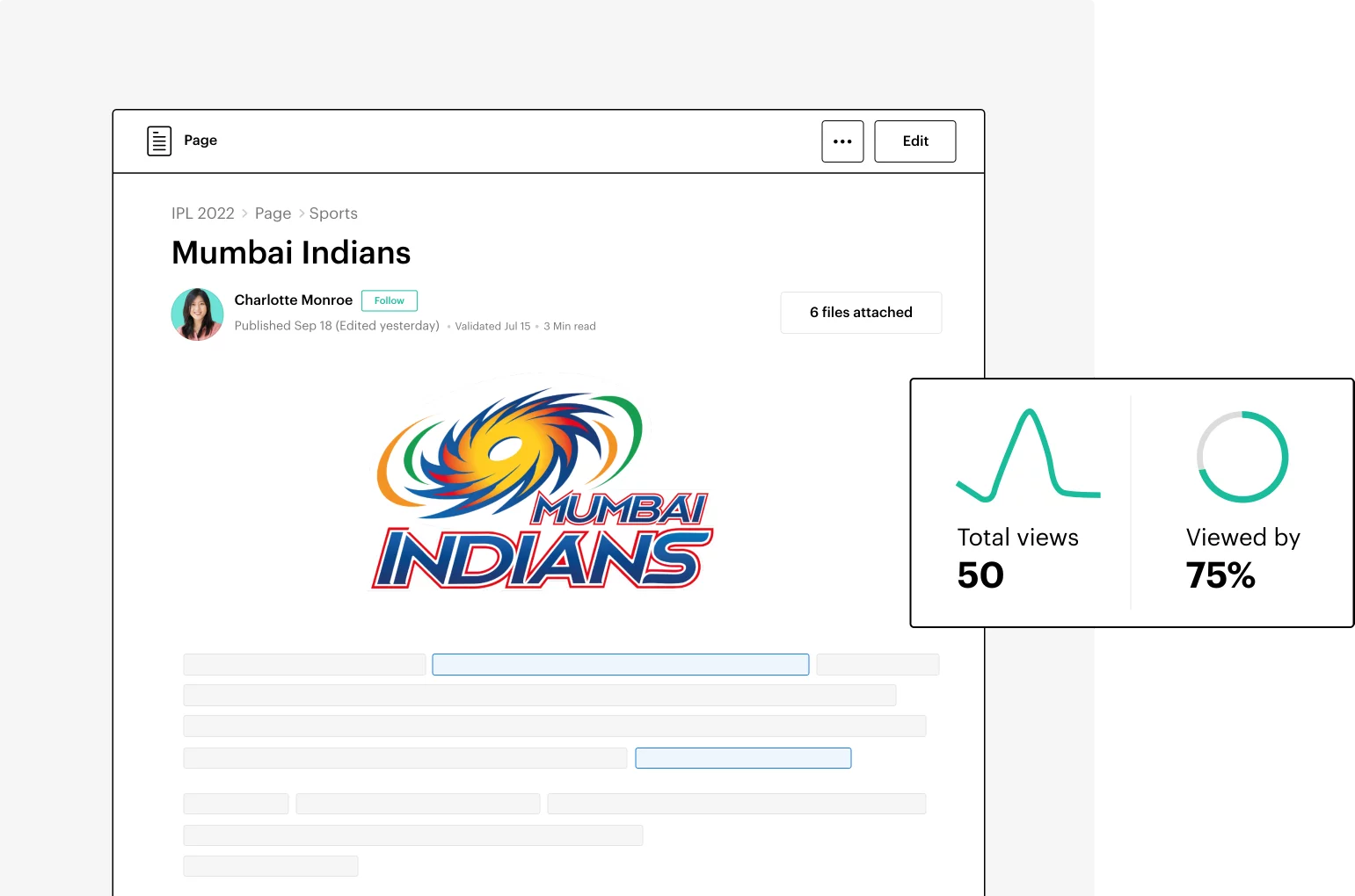 Simpplr Spring Release - Simpplr Intranet Update: Enhanced Audience Analytics on article about Mumbai Indians