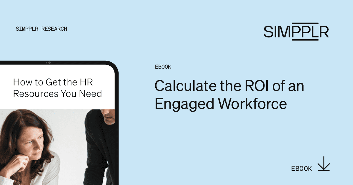 Employee engagement - link to download Simpplr eBook on calculating the ROI of an engaged workforce