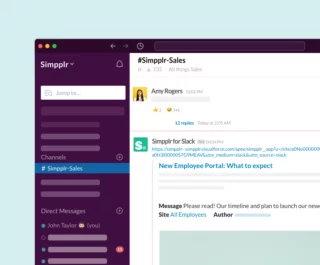 Internal communications - screenshot of Simpplr Sales Slack channel