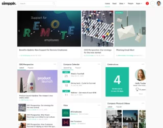 Internal communications - screenshot of Simpplr Home Page