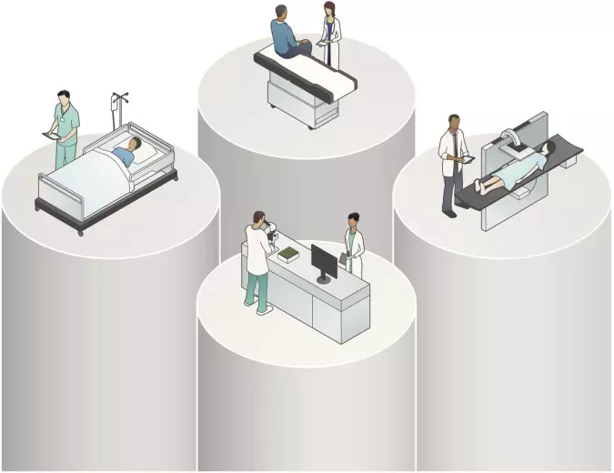 EX - Healthcare Silos: Employees Working in Separate Sections