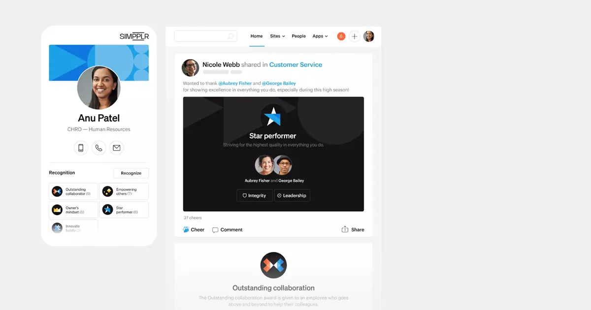 Simpplr employee recognition example