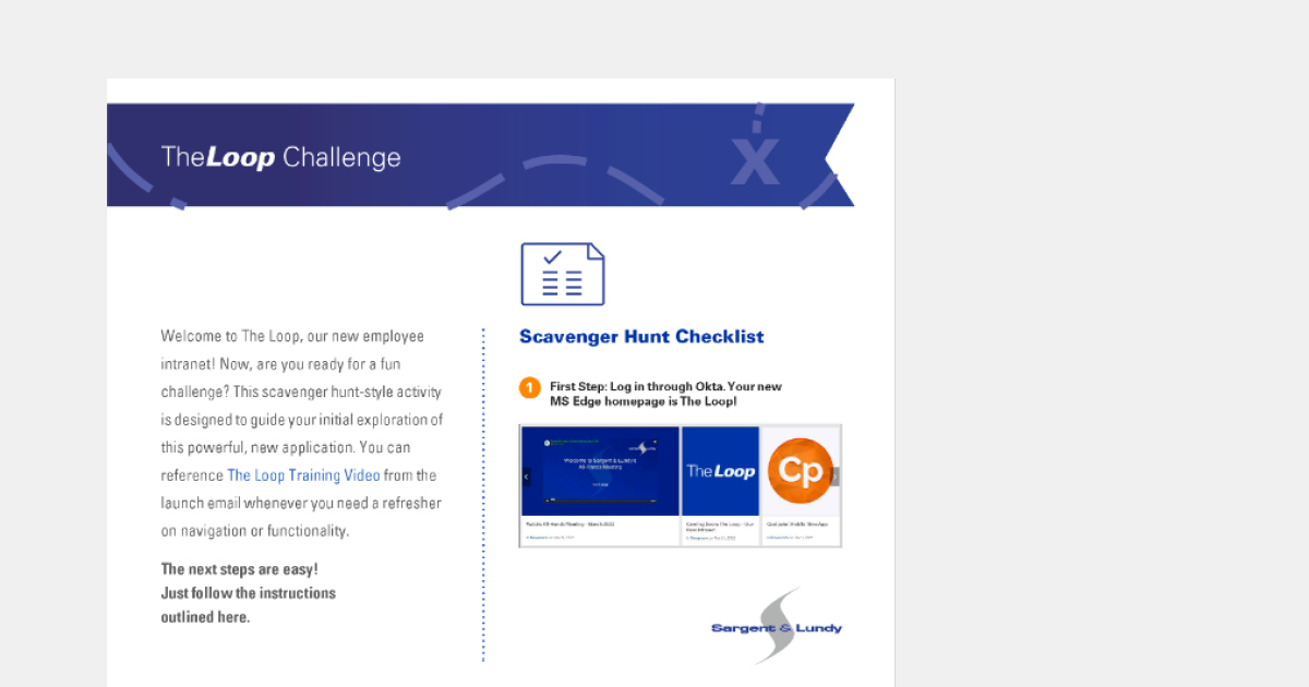 Employee benefits - the Loop challenge scavenger hunt checklist
