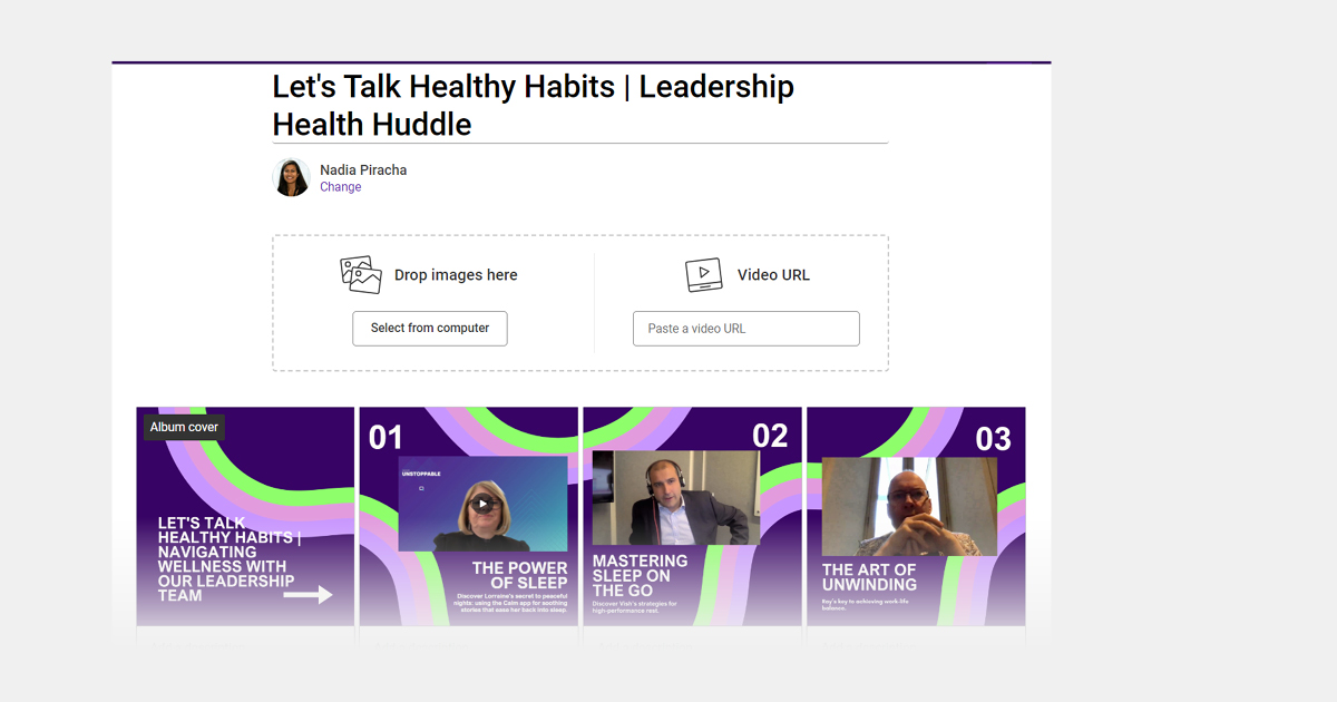 Employee benefits - intranet photo album from virtual leadership health huddle