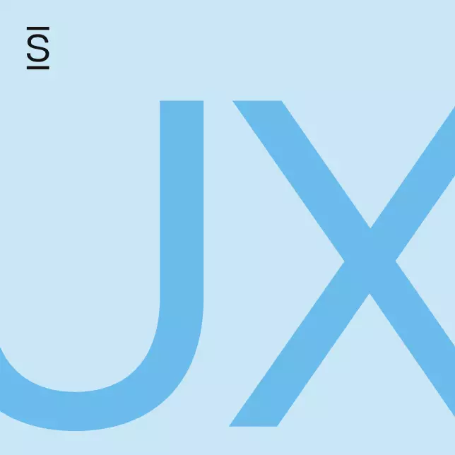 User Experience - sky blue background with UX acronym in darker shade of blue