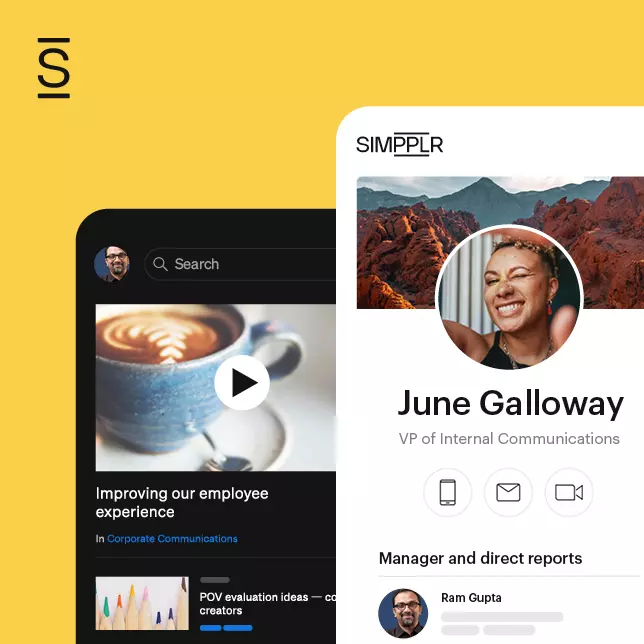 Modern intranets - screenshot of Simpplr mobile intranet employee directory