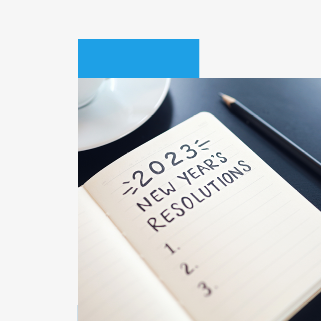 Internal comms - notebook with 2023 New Year's Resolutions