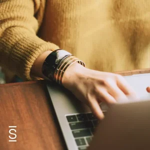 Intranet platform award winner - closeup of a woman using a laptop computer