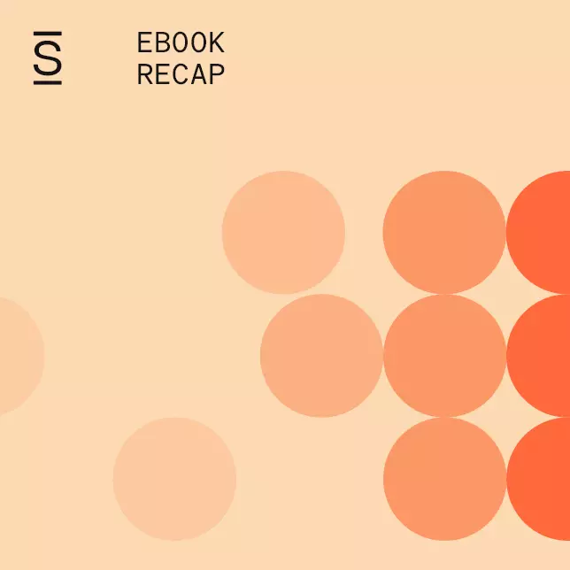 Employee retention - collection of nine full circles with differing shades of orange on a light orange background