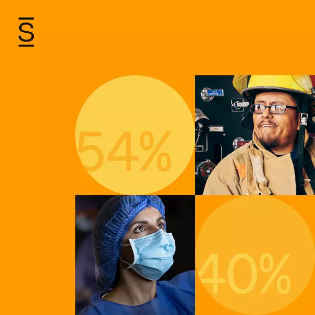 Frontline employee survey results - headshots of firefighter and nurse