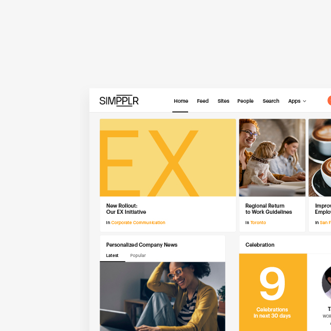 Simpplr intranet homepage