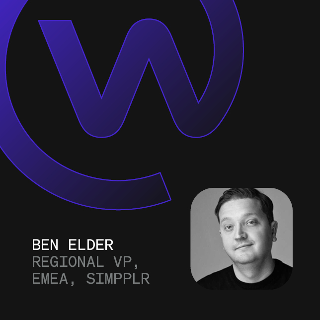 Simpplr video - Workplace logo with photo of Ben Elder