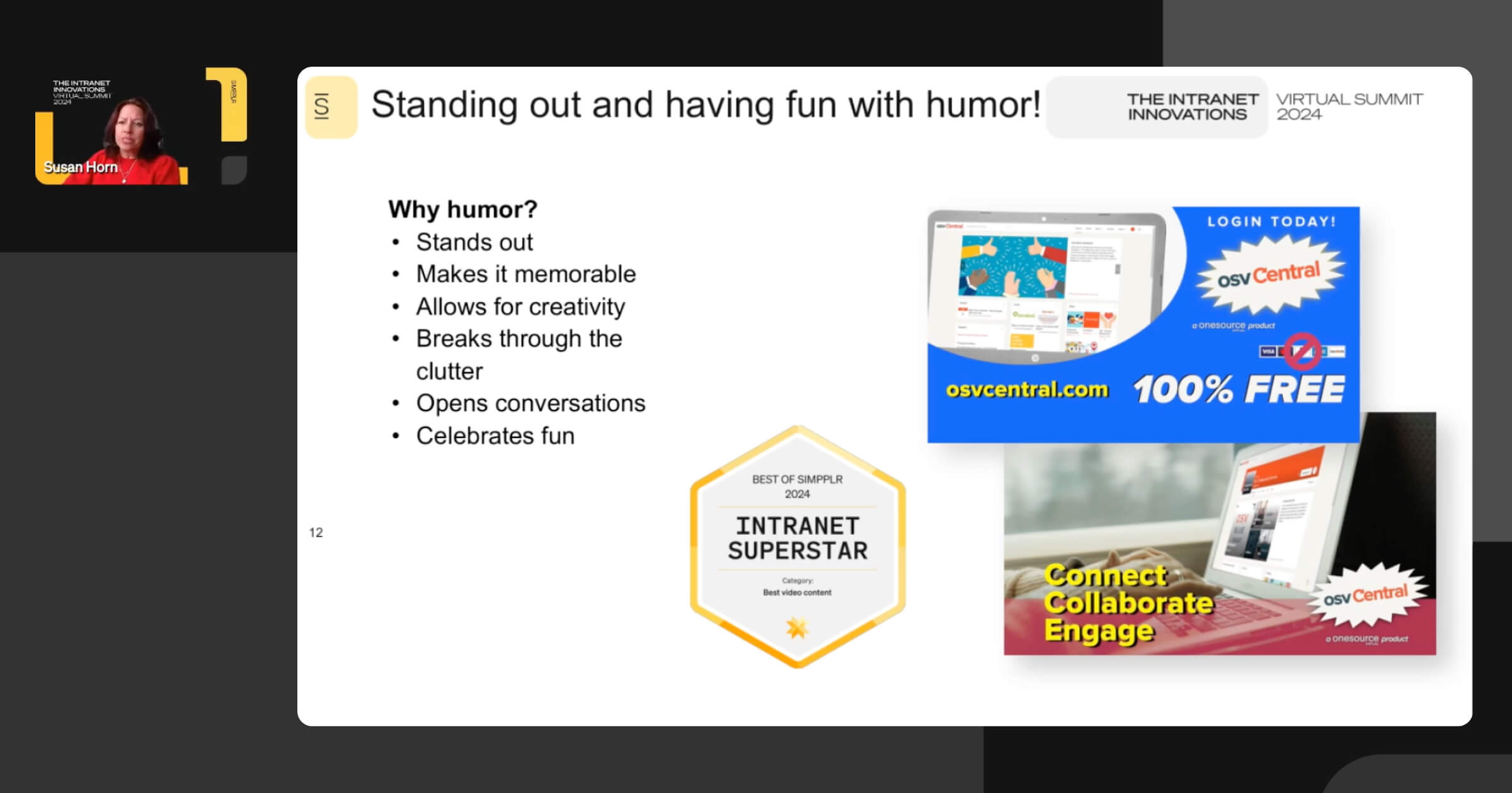 Intranet innovations - slide on using humor to stand out