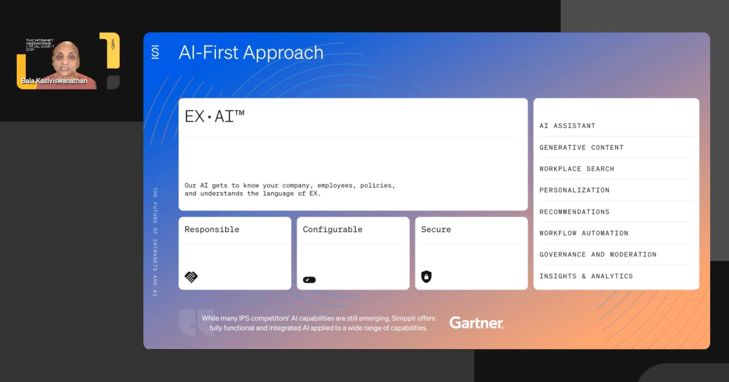 Intranet innovations - slide on taking an AI-first approach in EX