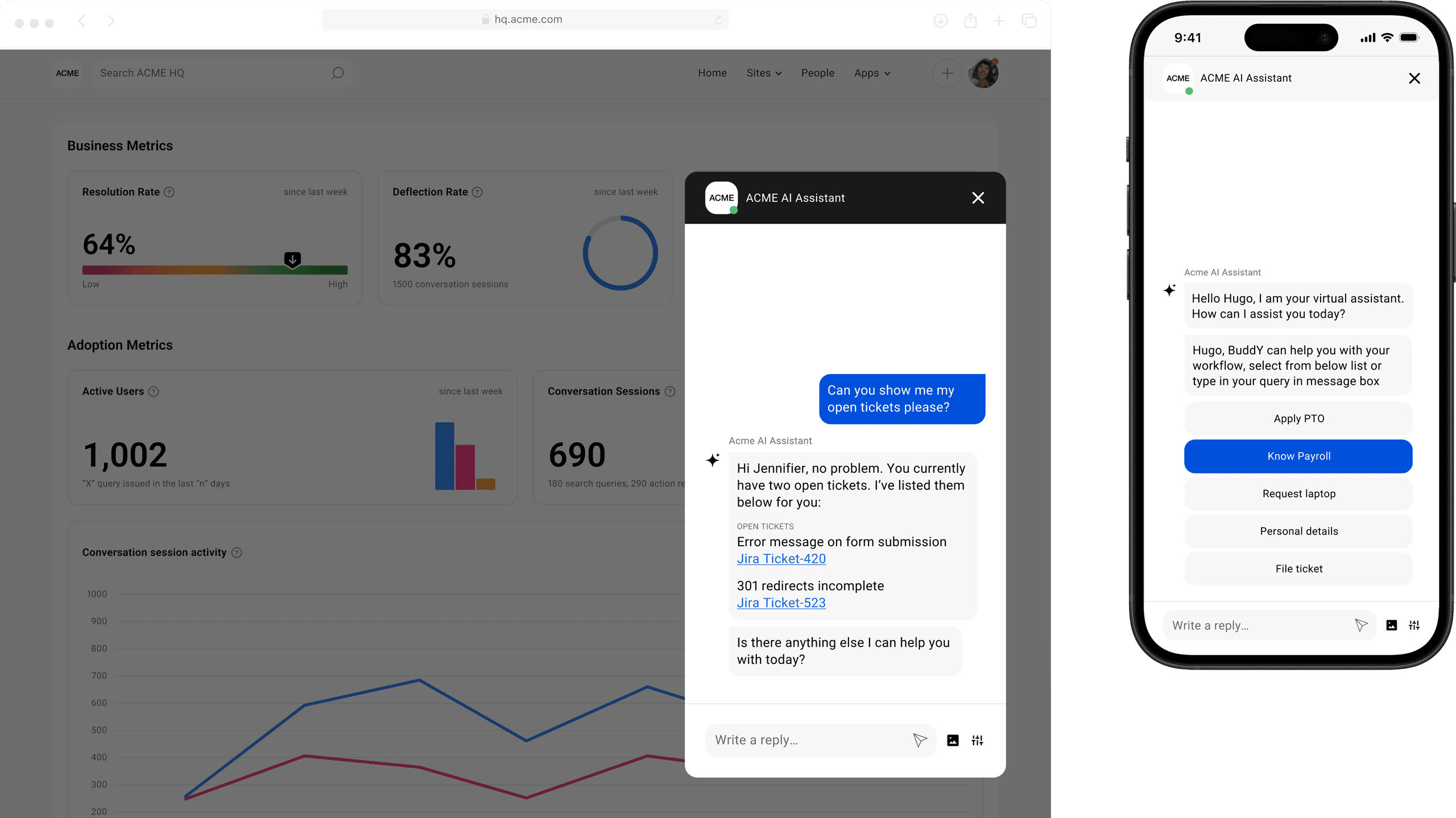 Simpplr AI assistant and intranet business metrics